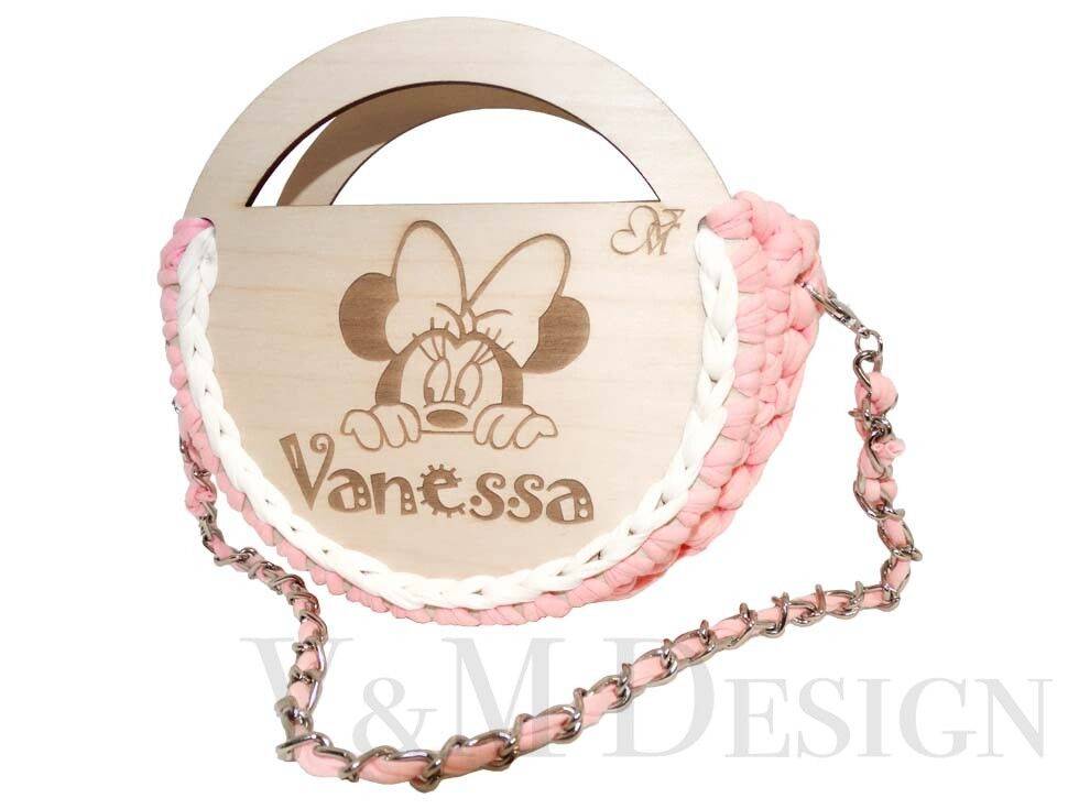 Personalizirana lesena otroška torbica z verigo