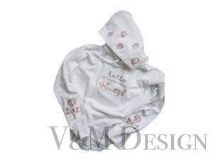 Pulover ženski s kapuco hoodie Rose in napisom