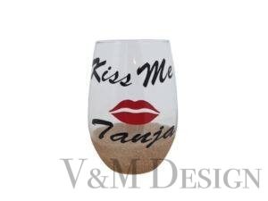 Kozarec za vino Kiss me+Ime