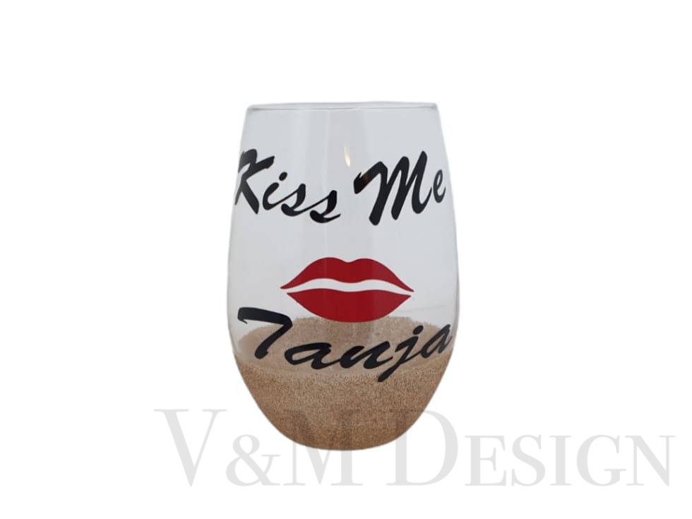 Kozarec za vino Kiss me+Ime