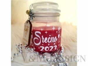 Dišeča svečka rdeča Srečno 2023