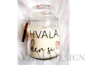 Dišeča svečka Hvala, ker si- z srčkom na pokrovu