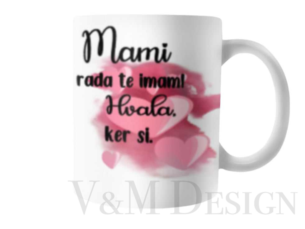 Keramična skodelica "Mami rada te imam-hvala"