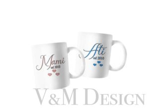 KOMPLET dveh keramičnih ali emajliranih skodelic "Mami- Ati" od 2010