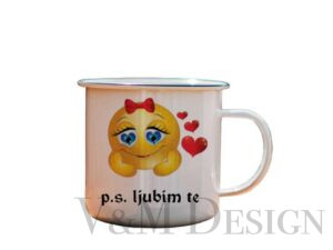 Keramična ali emajlirana skodelica " Emoji" p.s ljubim te