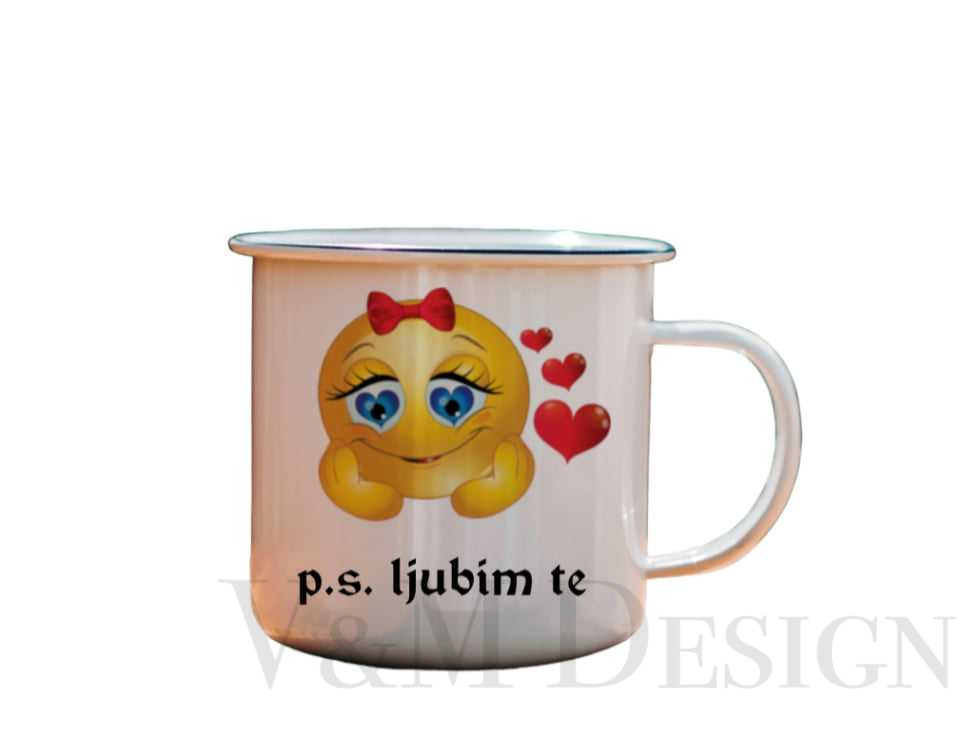 Keramična ali emajlirana skodelica " Emoji" p.s ljubim te