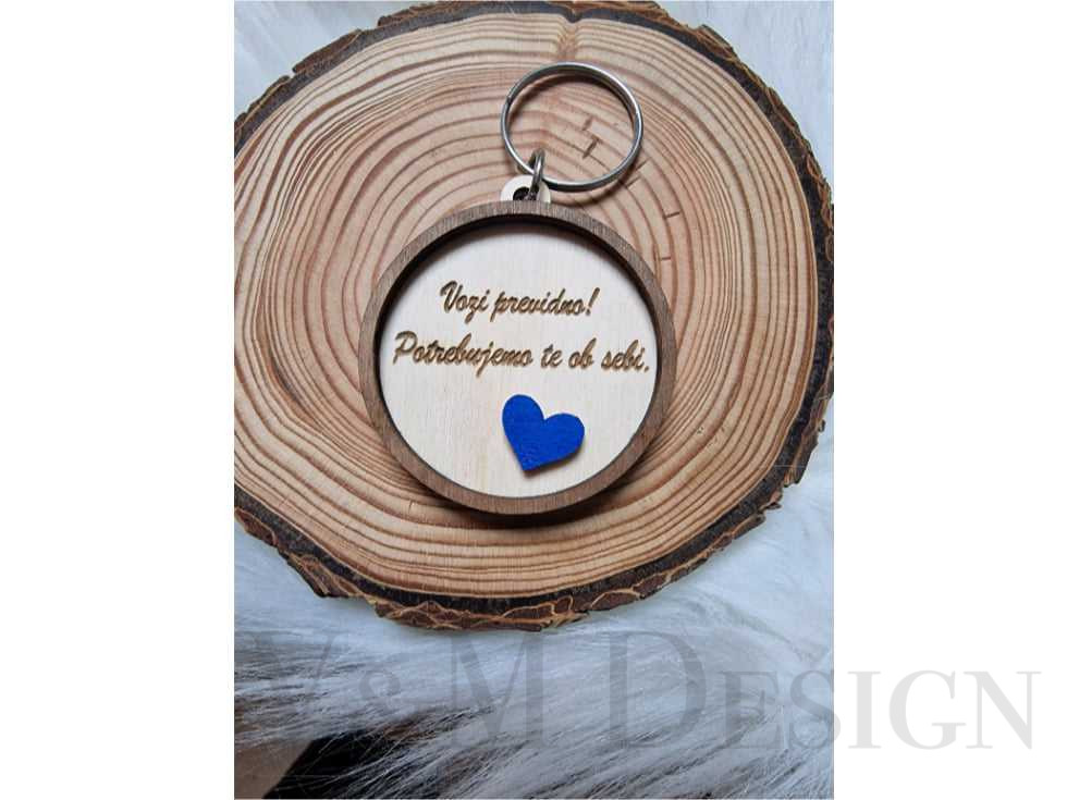 Obesek Vozi previdno! Potrebujemo te ob sebi! Moder srček 3D