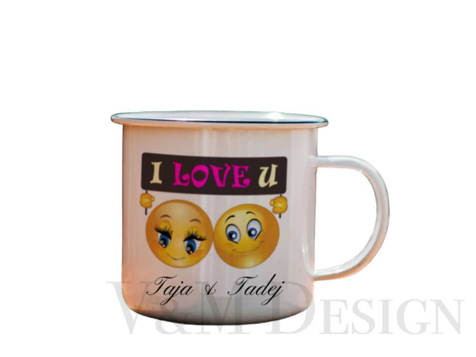 Keramična ali emajlirana skodelica Emoji-I love you